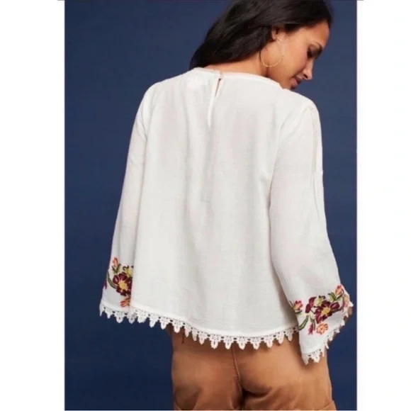 Velvet Graham & Spencer Cream Floral Embroidered Jeslyn Blouse - Picture 3 of 11